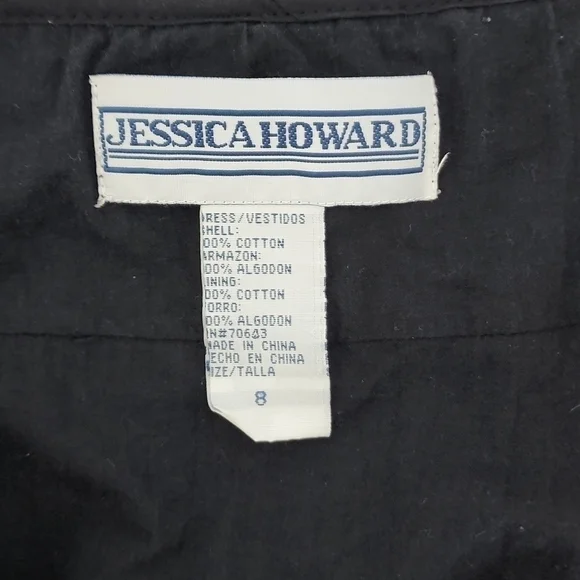 Jessica Howard Bohemian Black Embroidered Bodice Dress Size 8 - Picture 9 of 11